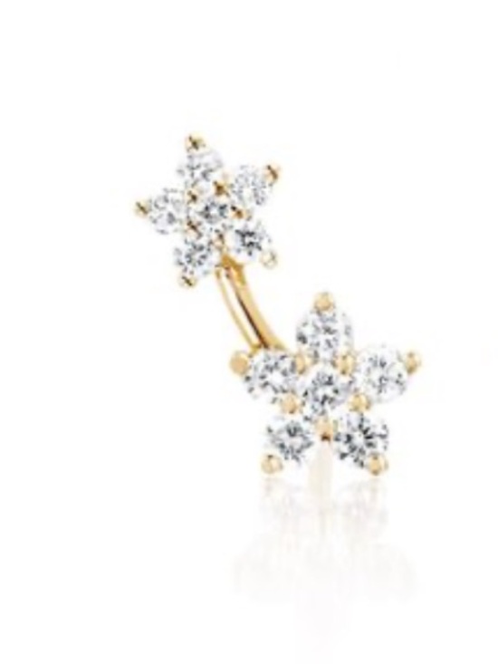 Ef Collection Jewelry - EF Collection Diamond 14k Yellow Gold double Flower stud